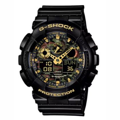 Casio G-Shock GA-100CF-1A9DR Black Camouflage Dial Black Resin Strap